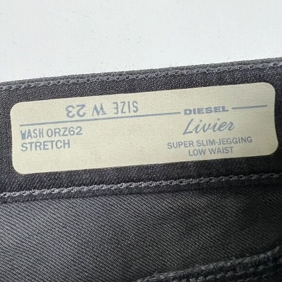 Diesel Women’s Jeans 23 0RZ62 Livier Super Slim Jegging Black Denim - Picture 8 of 12